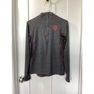 Colosseum Womens Indiana Hoosiers 1/4 Zip Pullover Shirt Heather Dark Gray Small